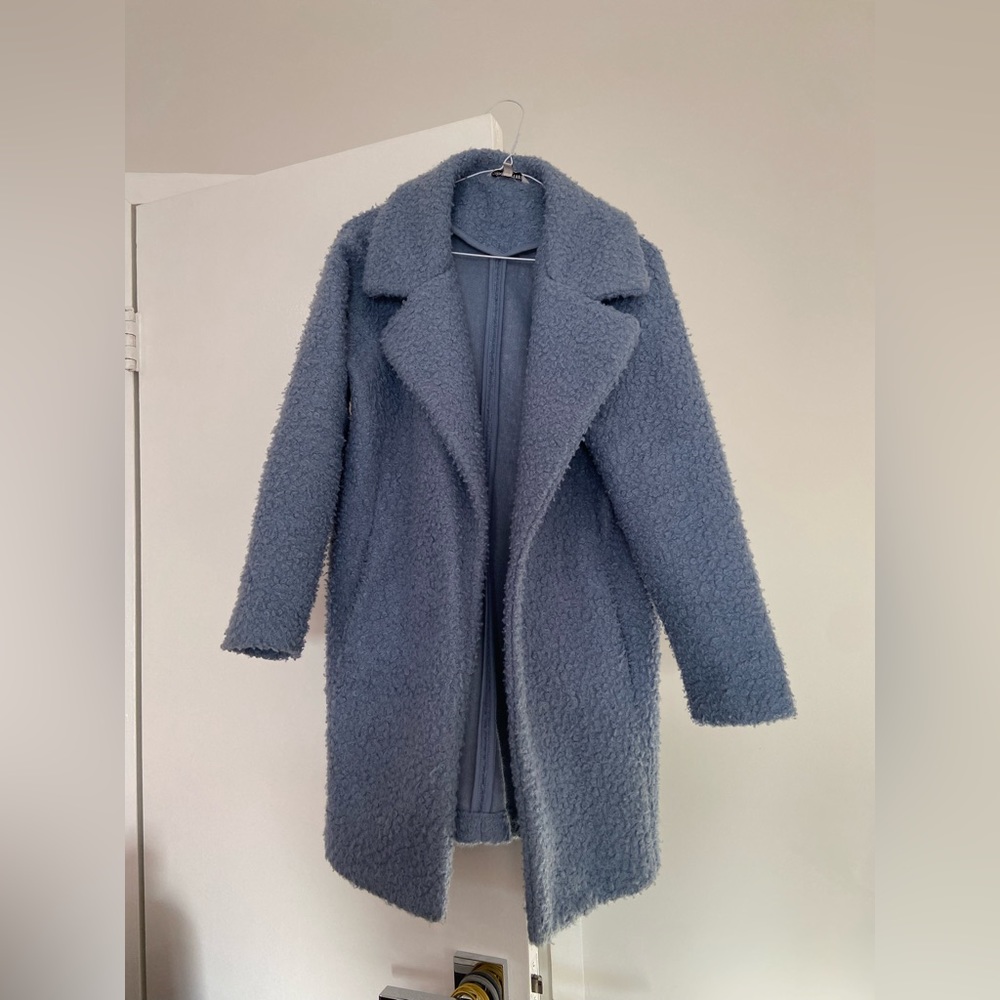 Sky blue teddy fleece coat. Size small, petite!